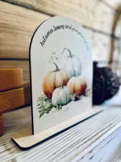 Autumn Pumpkin Decor Sign | Fall Arch Shelf Sitter | Neutral Farmhouse Fall Decoration | UV Printed Wood Sign | Autumn Leaves Display -The Farmer’s Wife WI Deals Store 2f21a220 9807 4133 b3b8 990ed953e45a