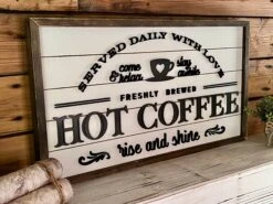 Hot Coffee Farmhouse Sign | Hot Coffee Served Daily With Raised Lettering And Shiplap -The Farmer’s Wife WI Deals Store 305116470 603225228021875 1177261755185911394 n