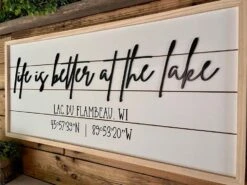 Life Is Better At The Lake | Cabin Coordinates Sign | Custom Lake House Sign -The Farmer’s Wife WI Deals Store 307411965 831027987893288 4826732522347294934 n