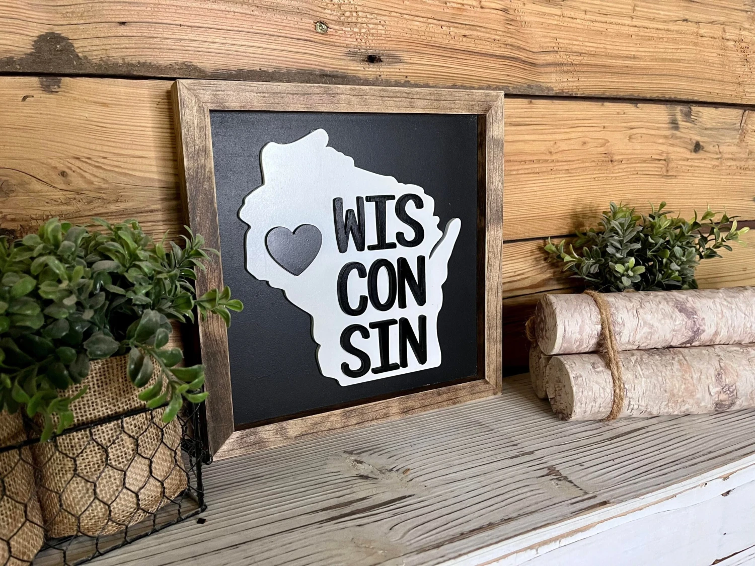 Wisconsin Art | Wisconsin With Heart Sign | Wisconsin Home Decor | Wisconsin Gifts 2 Wisconsin Art | Wisconsin With Heart Sign | Wisconsin Home Decor | Wisconsin Gifts - Image 2