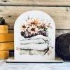 Fall Sweater Weather Shelf Sitter Sign | Cozy Autumn Decor With Sunflowers & Pumpkins | UV Printed Wood Sign For Tiered Tray Display