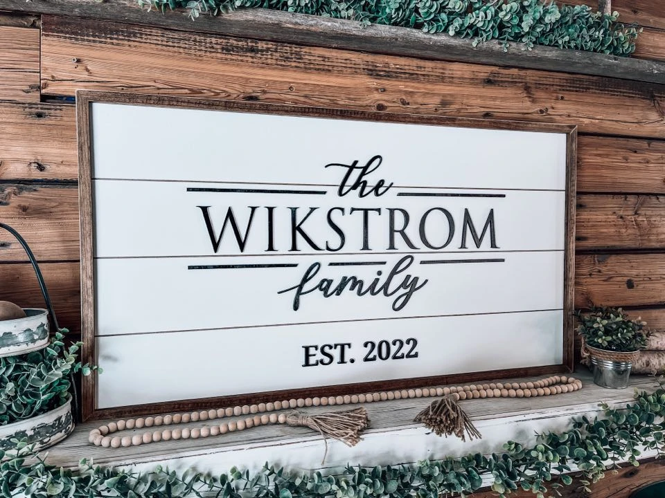 Family Name Sign For Wall | Wood Family Name Sign | Rectangular Name Sign 2 Family Name Sign For Wall | Wood Family Name Sign | Rectangular Name Sign - Image 2