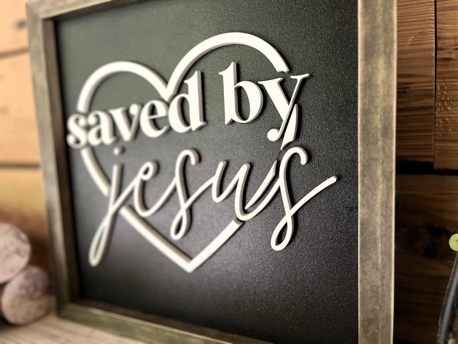 Saved By Jesus Christian Square Sign | Farmhouse Home Decor | Christian Wall Art 6 Saved By Jesus Christian Square Sign | Farmhouse Home Decor | Christian Wall Art - Image 6
