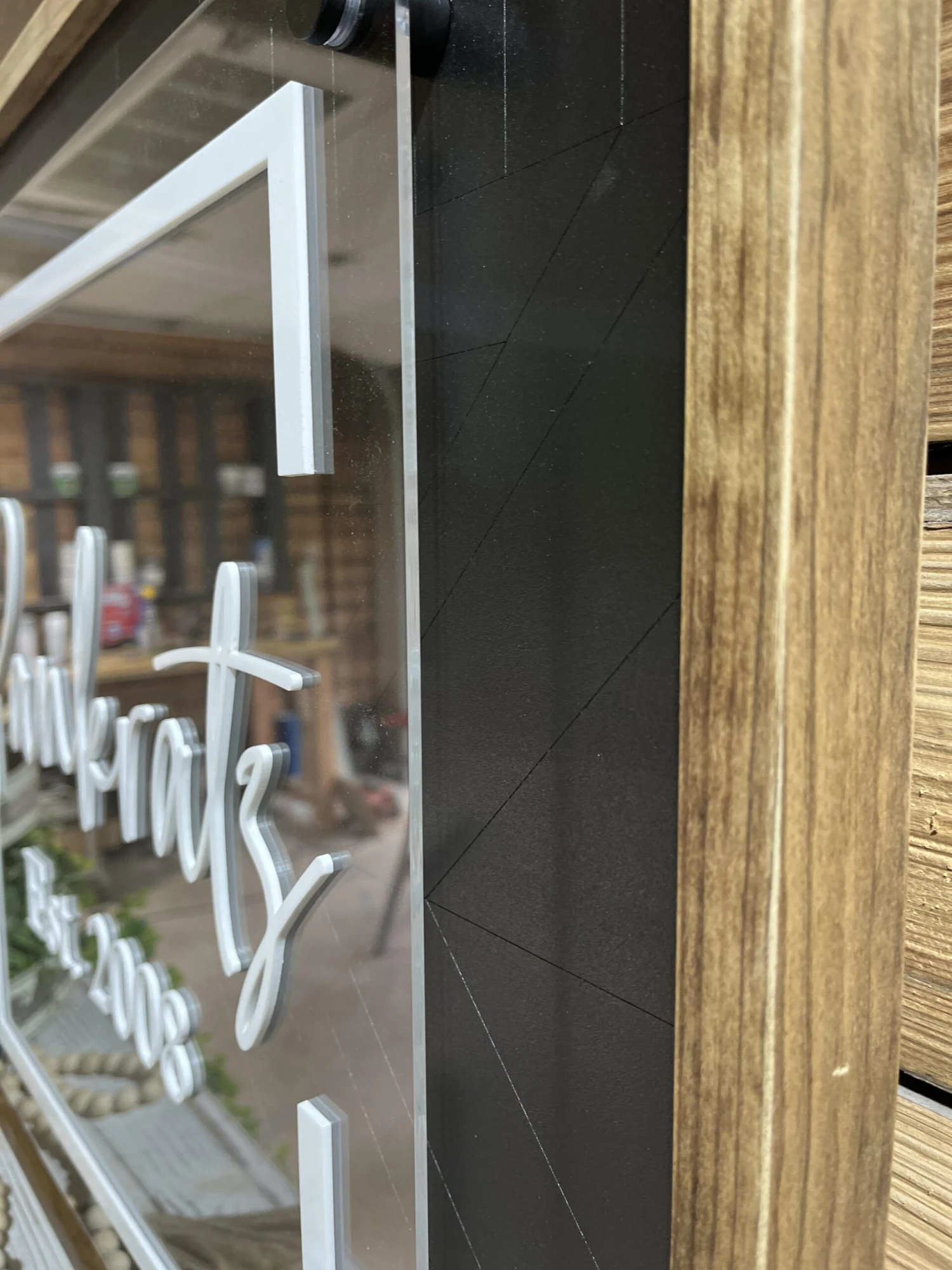 Square Personalized Family Name Sign | Wood And Acrylic Overlay Sign | Mosaic Art | Standoff Sign 4 Square Personalized Family Name Sign | Wood And Acrylic Overlay Sign | Mosaic Art | Standoff Sign - Image 4