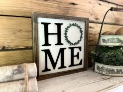 Home With Wreath Square Sign | Farmhouse Home Decor -The Farmer’s Wife WI Deals Store 356383823 222985354032005 1021337689355026568 n