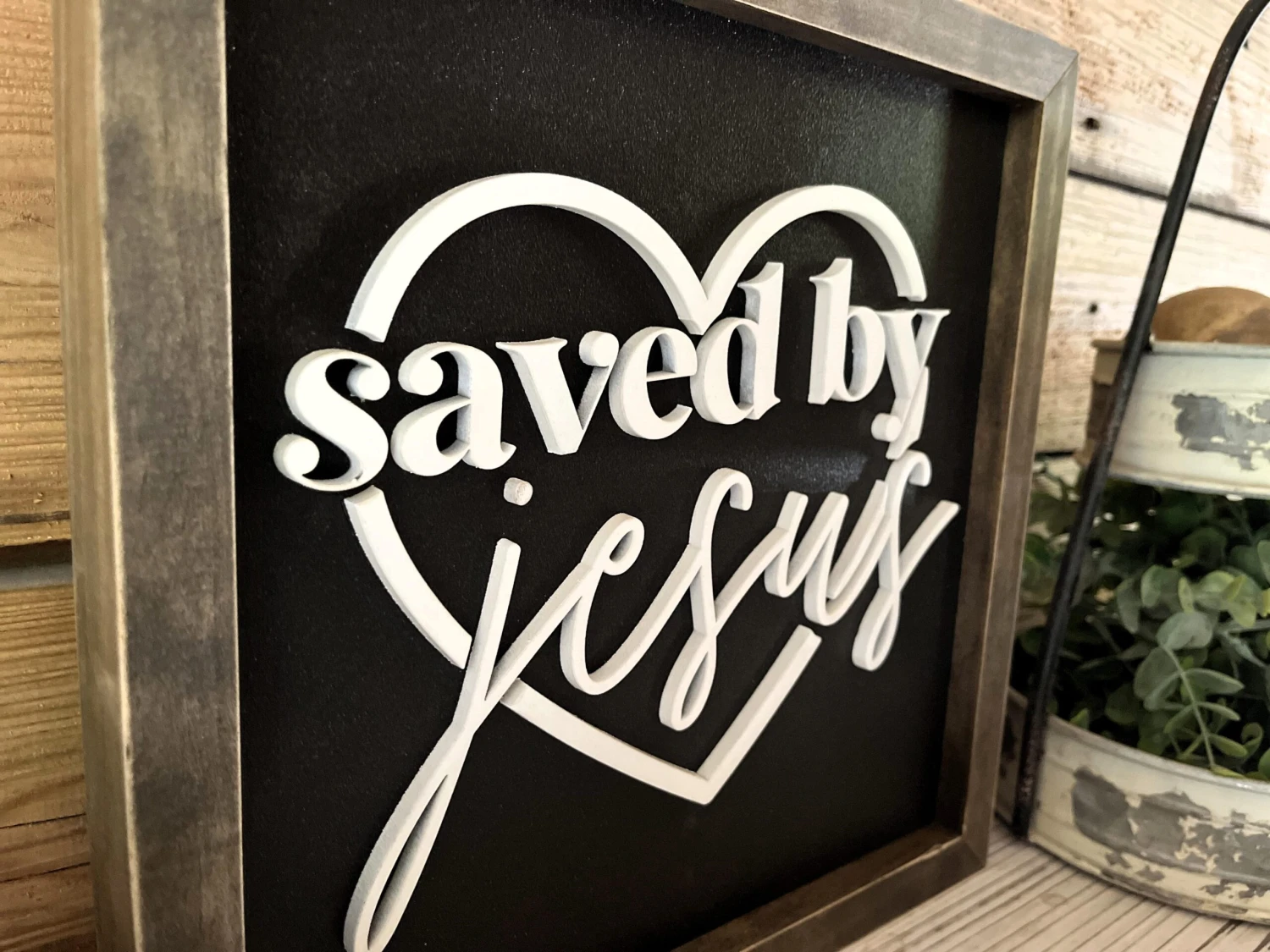 Saved By Jesus Christian Square Sign | Farmhouse Home Decor | Christian Wall Art 4 Saved By Jesus Christian Square Sign | Farmhouse Home Decor | Christian Wall Art - Image 4