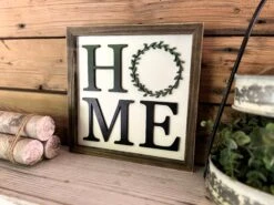 Home With Wreath Square Sign | Farmhouse Home Decor -The Farmer’s Wife WI Deals Store 356393647 820930272764534 9174065157343879223 n