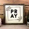 Pray Christian Square Sign | Farmhouse Home Decor | Leopard Print