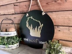 Round Wisconsin Home Sweet Home Sign 5 Round Wisconsin Home Sweet Home Sign -The Farmer’s Wife WI Deals Store 368355314 829387995564601 6871010159383908945 n