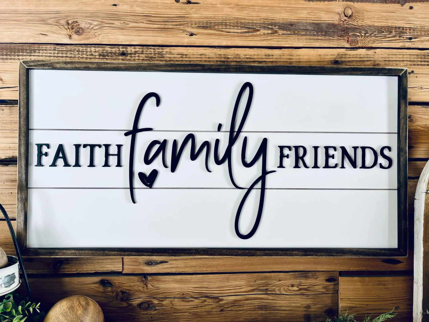 Faith Family Friends Sign | Raised Lettering Farmhouse Sign With Shiplap 5 Faith Family Friends Sign | Raised Lettering Farmhouse Sign With Shiplap - Image 5