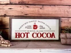 Winter Holiday Farmhouse Sign | Hot Cocoa Served Daily With Raised Lettering -The Farmer’s Wife WI Deals Store 371544341 178100738568163 4112675783667518332 n
