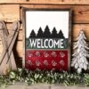Welcome With Pinecones Sign | Farmhouse Christmas Sign | Winter Sign