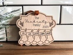 Family Ornament | Christmas Ornament | Stocking And Chimney Ornament