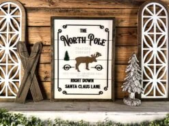 Welcome To The North Pole Sign | Farmhouse Christmas Sign | Winter Sign