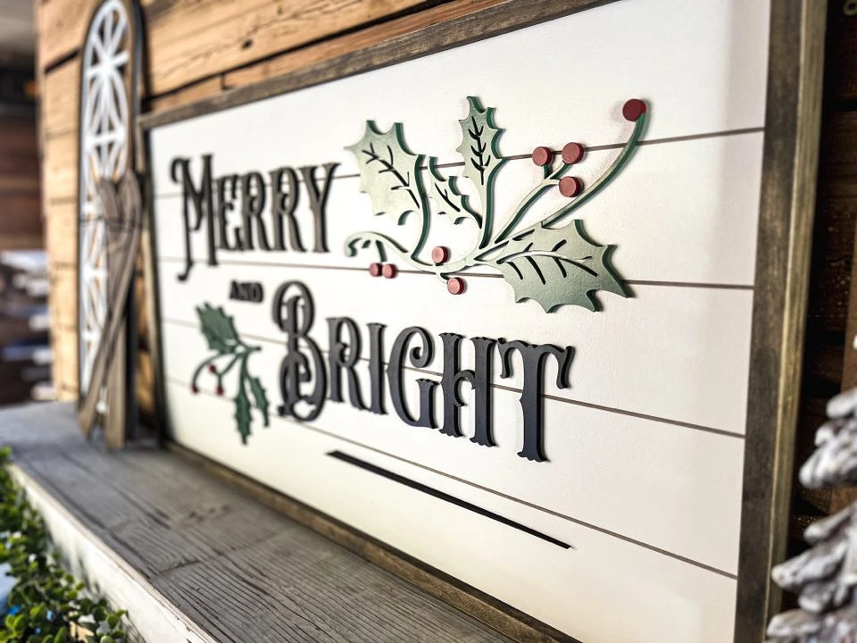 Merry And Bright Christmas Sign | Farmhouse Christmas Sign | Winter Sign 10 Merry And Bright Christmas Sign | Farmhouse Christmas Sign | Winter Sign - Image 10