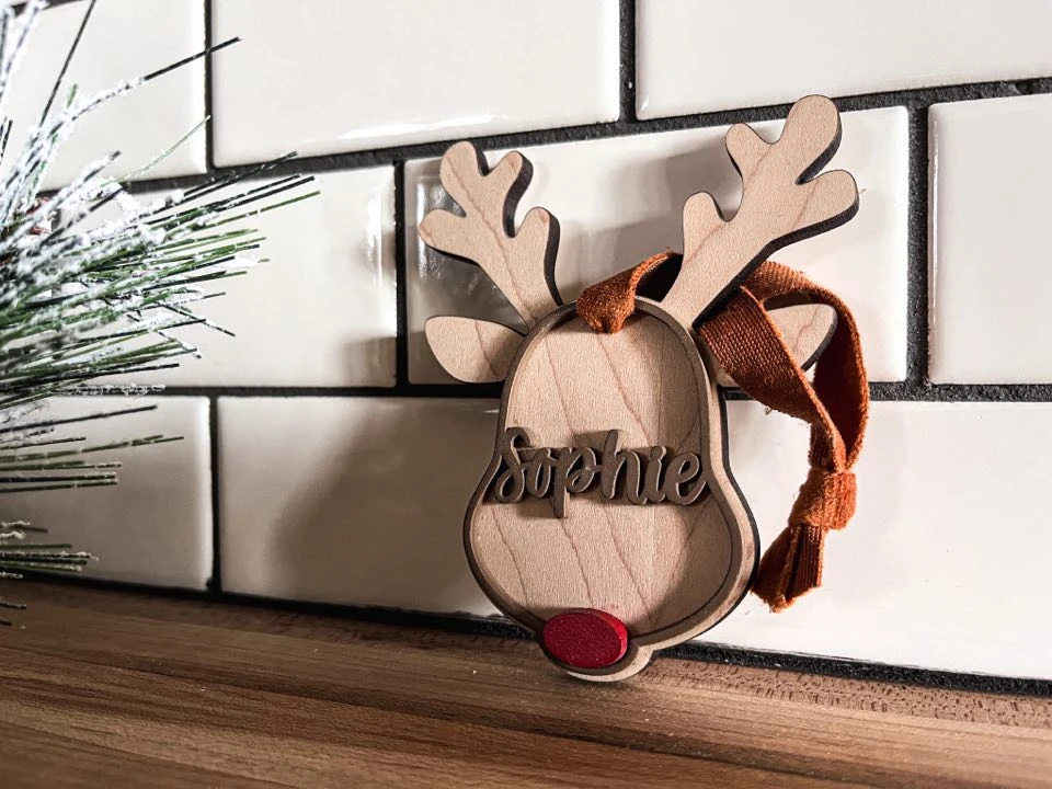 Reindeer Ornament | Yearly Ornament | Child Name Ornament 2 Reindeer Ornament | Yearly Ornament | Child Name Ornament - Image 2
