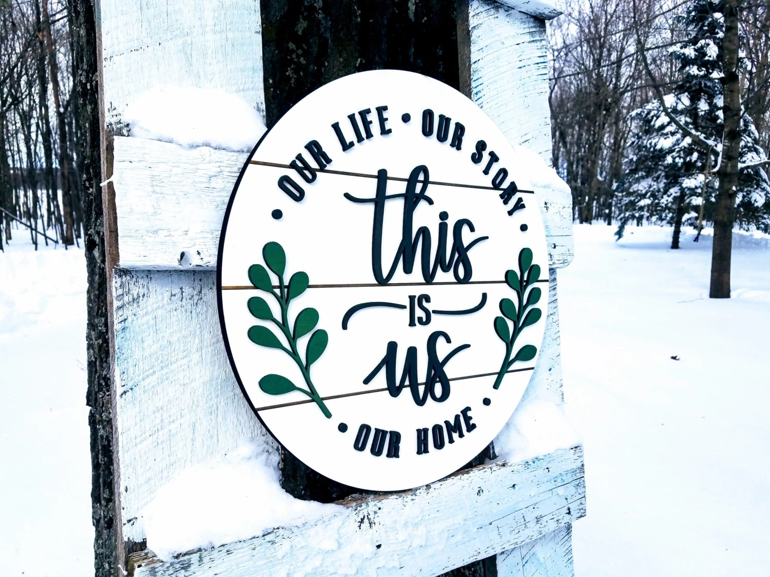 This Is Us Round Shiplap Sign | Our Life Our Story Our Home | Raised Lettering Farmhouse Sign With Shiplap 2 This Is Us Round Shiplap Sign | Our Life Our Story Our Home | Raised Lettering Farmhouse Sign With Shiplap - Image 2