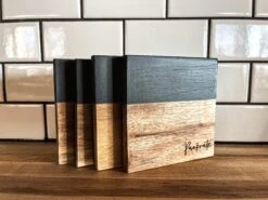 Personalized Coasters | Slate And Wood Coasters | Set Of 4 Square Coasters | Personalized Gifts -The Farmer’s Wife WI Deals Store 417433788 1494891874422195 3850114285867255632 n