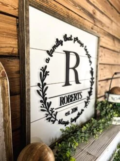 Square Personalized Raised Lettering Last Name Sign On Shiplap | A Family That Prays Together Stays Together -The Farmer’s Wife WI Deals Store 417704622 417061847505408 1714114348011561098 n