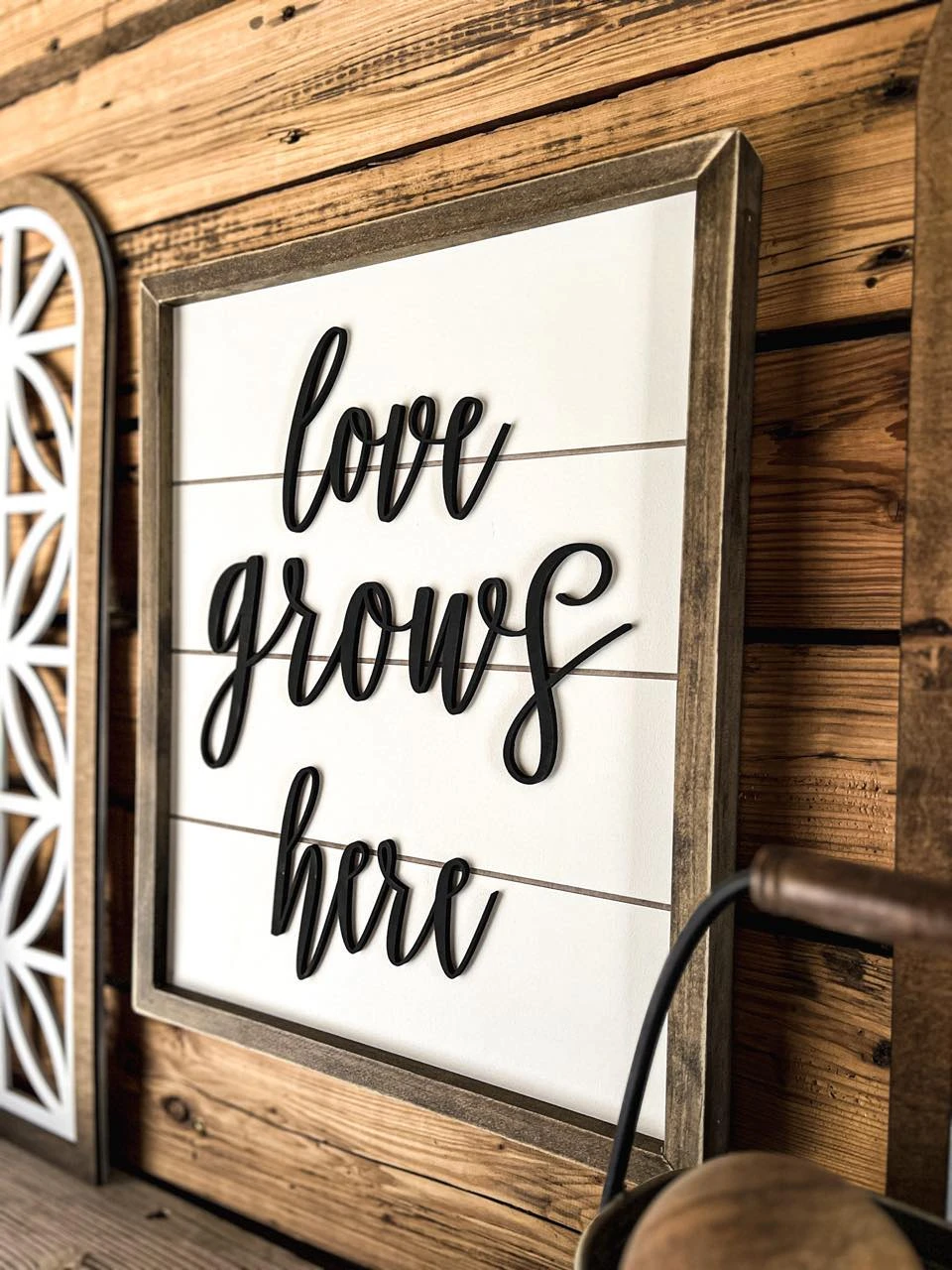 Love Grows Here Sign | Shiplap Raised Lettering Farmhouse Sign 3 Love Grows Here Sign | Shiplap Raised Lettering Farmhouse Sign - Image 3