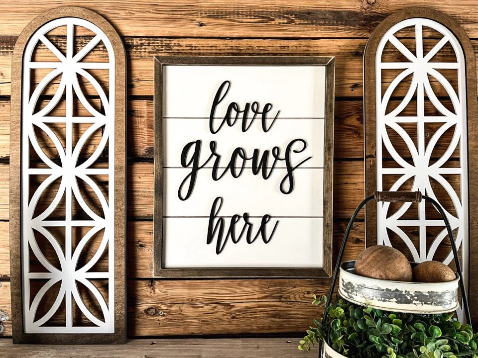 Love Grows Here Sign | Shiplap Raised Lettering Farmhouse Sign 1 Love Grows Here Sign | Shiplap Raised Lettering Farmhouse Sign