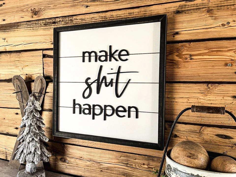 Make Shit Happen | Farmhouse Bathroom Decor | Funny Quote | Shiplap Sign 2 Make Shit Happen | Farmhouse Bathroom Decor | Funny Quote | Shiplap Sign - Image 2