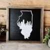 Illinois Sign With Chicago Skyline 3D Cutout
