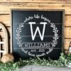 Square Personalized Raised Lettering Last Name Sign On Shiplap | Where Life Begins And Love Never Ends