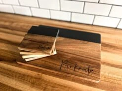Personalized Coasters And Cheese Board | Slate And Wood Coasters | Set Of 4 Square Coasters | Personalized Gifts -The Farmer’s Wife WI Deals Store 418504371 1246320373409299 1198984297688714676 n