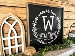Square Personalized Raised Lettering Last Name Sign On Shiplap | Where Life Begins And Love Never Ends -The Farmer’s Wife WI Deals Store 418524026 1098463037963334 3896083194907950439 n