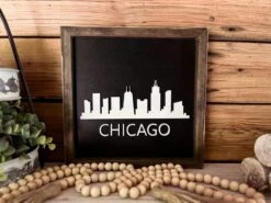 Chicago Skyline Art | Illinois Sign | Chicago Home Decor | Illinois Gifts | Skyline Sign