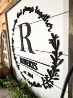 Square Personalized Raised Lettering Last Name Sign On Shiplap | A Family That Prays Together Stays Together -The Farmer’s Wife WI Deals Store 418675542 300411816075580 4707302479643786676 n