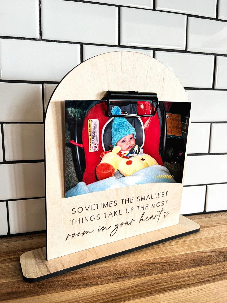 Maple Wood Engraved Shelf Decor - 10" Tall, 8" Wide, Clipboard Clip To Hold Picture, Handcrafted Boho Photo Sign, Laser Engraved Gift For Mom, Arched Design 1 Maple Wood Engraved Shelf Decor - 10" Tall, 8" Wide, Clipboard Clip To Hold Picture, Handcrafted Boho Photo Sign, Laser Engraved Gift For Mom, Arched Design