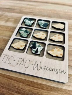 Wisconsin-Themed Tic Tac Toe Travel Game – Laser Cut Wood With Cheese & Forest Print Pieces -The Farmer’s Wife WI Deals Store 418d47a5 cea5 464a b00b 6f60bb1170a6