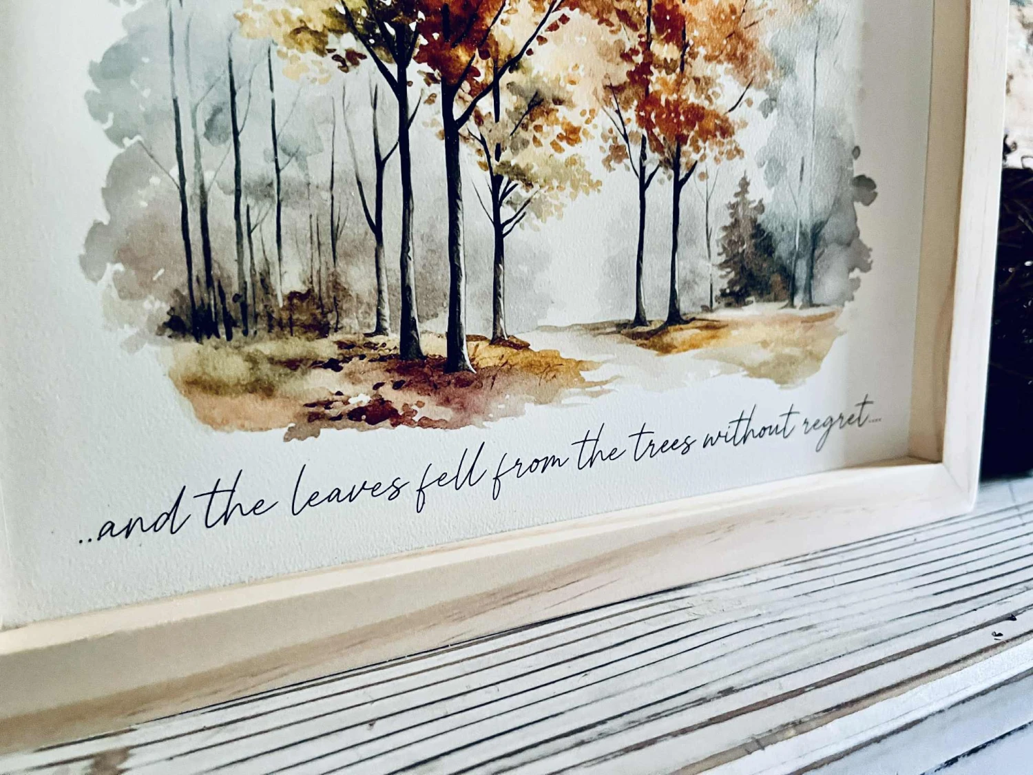 Framed Autumn Tree Print With Inspirational Quote | Fall Wall Art | Watercolor Forest Decor | Seasonal Home Sign | Rustic Farmhouse Style 2 Framed Autumn Tree Print With Inspirational Quote | Fall Wall Art | Watercolor Forest Decor | Seasonal Home Sign | Rustic Farmhouse Style - Image 2
