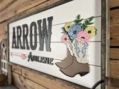Western Child Name Sign | Shiplap Sign | Cowboy Boots With Flowers Sign -The Farmer’s Wife WI Deals Store 441965167 1635644030592642 7289723785964698686 n