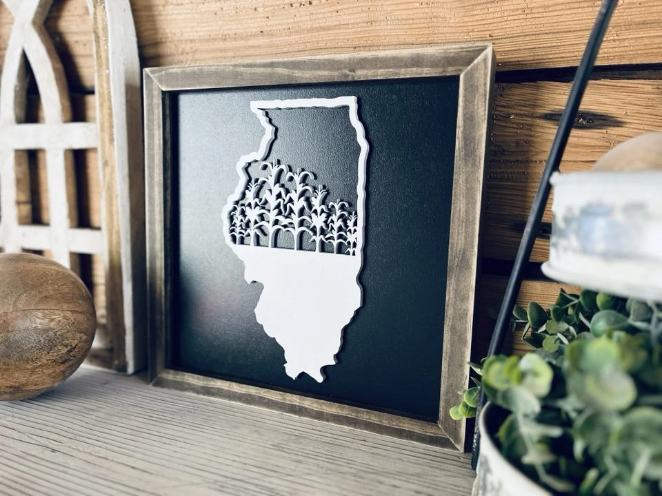 Illinois Sign With Corn Field | Small Shelf Decor 3 Illinois Sign With Corn Field | Small Shelf Decor - Image 3