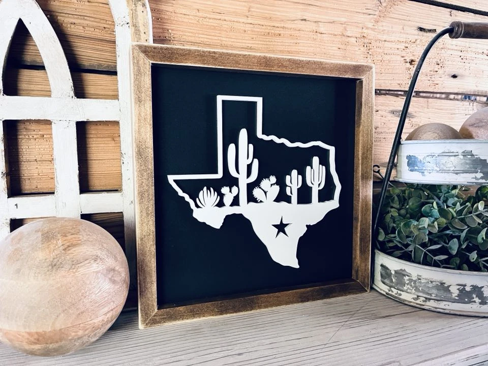 Texas Sign With Cactus | Small Shelf Decor 4 Texas Sign With Cactus | Small Shelf Decor - Image 4