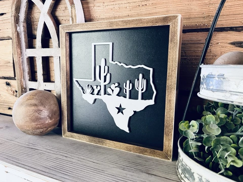 Texas Sign With Cactus | Small Shelf Decor 5 Texas Sign With Cactus | Small Shelf Decor - Image 5