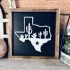 Texas Sign With Cactus | Small Shelf Decor
