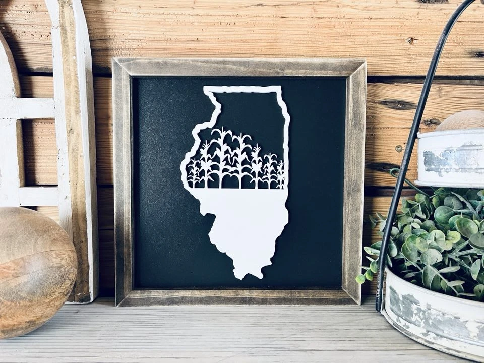 Illinois Sign With Corn Field | Small Shelf Decor 1 Illinois Sign With Corn Field | Small Shelf Decor