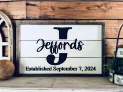 Personalized Last Name Shiplap Sign | Last Name And Established Date Sign | Wedding And Anniversary Gift
