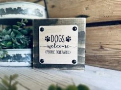 The Farmer’s Wife WI Deals Store 13 Funny Dog Sign | Dogs Welcome People Tolerated | Rustic Farmhouse Wood Block Sign | Pet Lover Gift | Dog Decor For Entryway Or Shelf