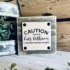 Funny Kids Bathroom Sign – Rustic Wood Decor For Bathroom – Caution This Is A Kids Bathroom – Farmhouse Chic Wall Or Shelf Sign – UV Printed Wood Sign