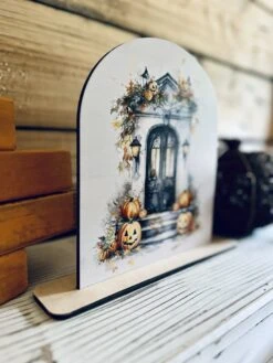 Halloween Porch Decor | Fall Pumpkin Door Sign | UV Printed Wood Arch Shelf Sitter | Farmhouse Halloween Decoration | Autumn Tabletop Decor -The Farmer’s Wife WI Deals Store 4c571ed7 13fd 4594 ada6 d377995f328e