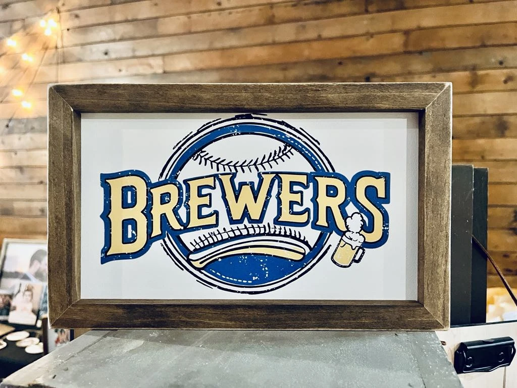 Farmhouse Baseball Wall Art – ‘Brewers’ Sign With Beer Mug And Bat Design, Framed Sports Decor For Man Cave Or Game Room, Wisconsin Fan Gift 5 Farmhouse Baseball Wall Art – ‘Brewers’ Sign With Beer Mug And Bat Design, Framed Sports Decor For Man Cave Or Game Room, Wisconsin Fan Gift - Image 5