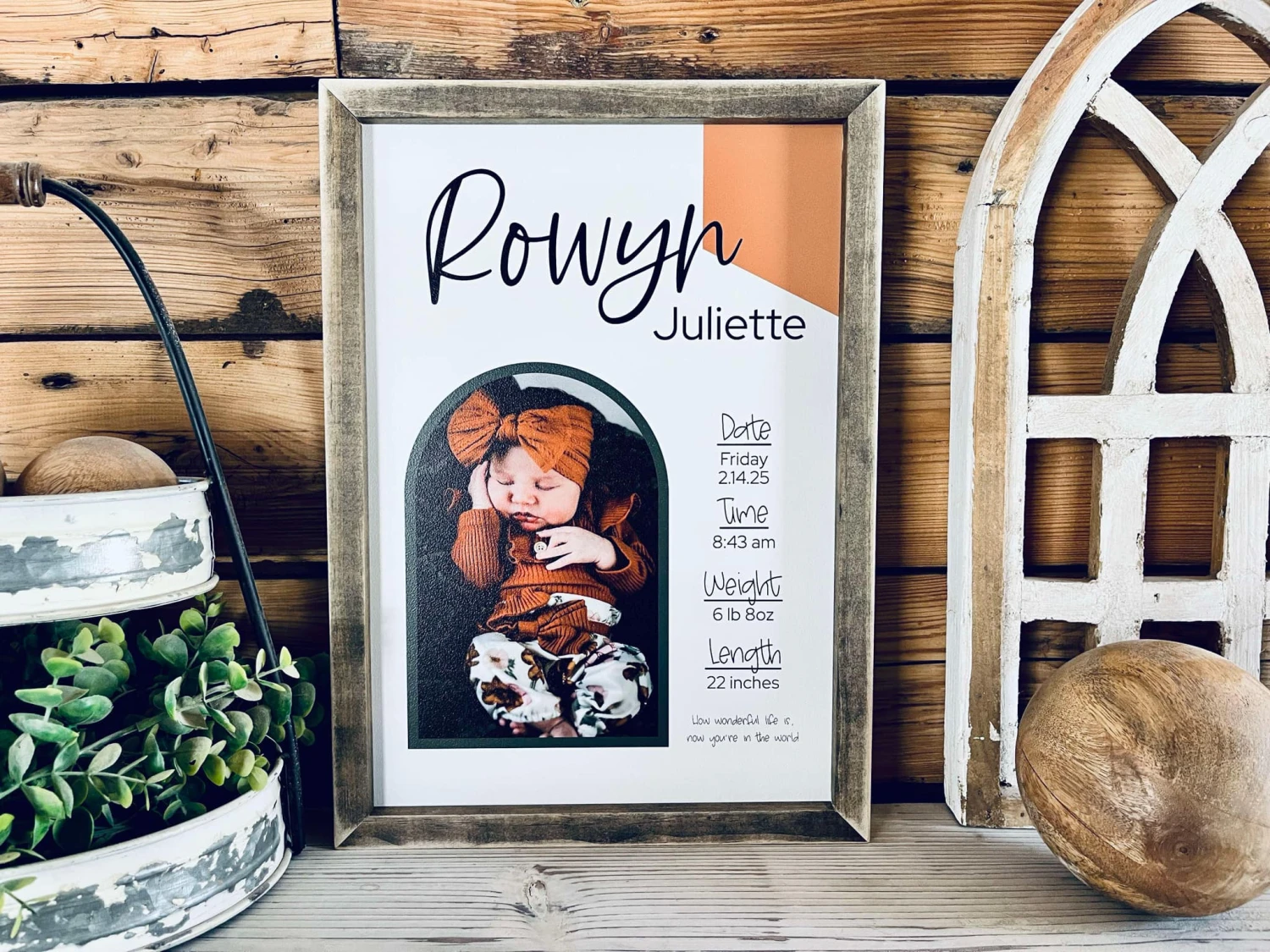 Personalized Birth Stats Framed Wood Print – Custom Newborn Photo Keepsake 4 Personalized Birth Stats Framed Wood Print – Custom Newborn Photo Keepsake - Image 4