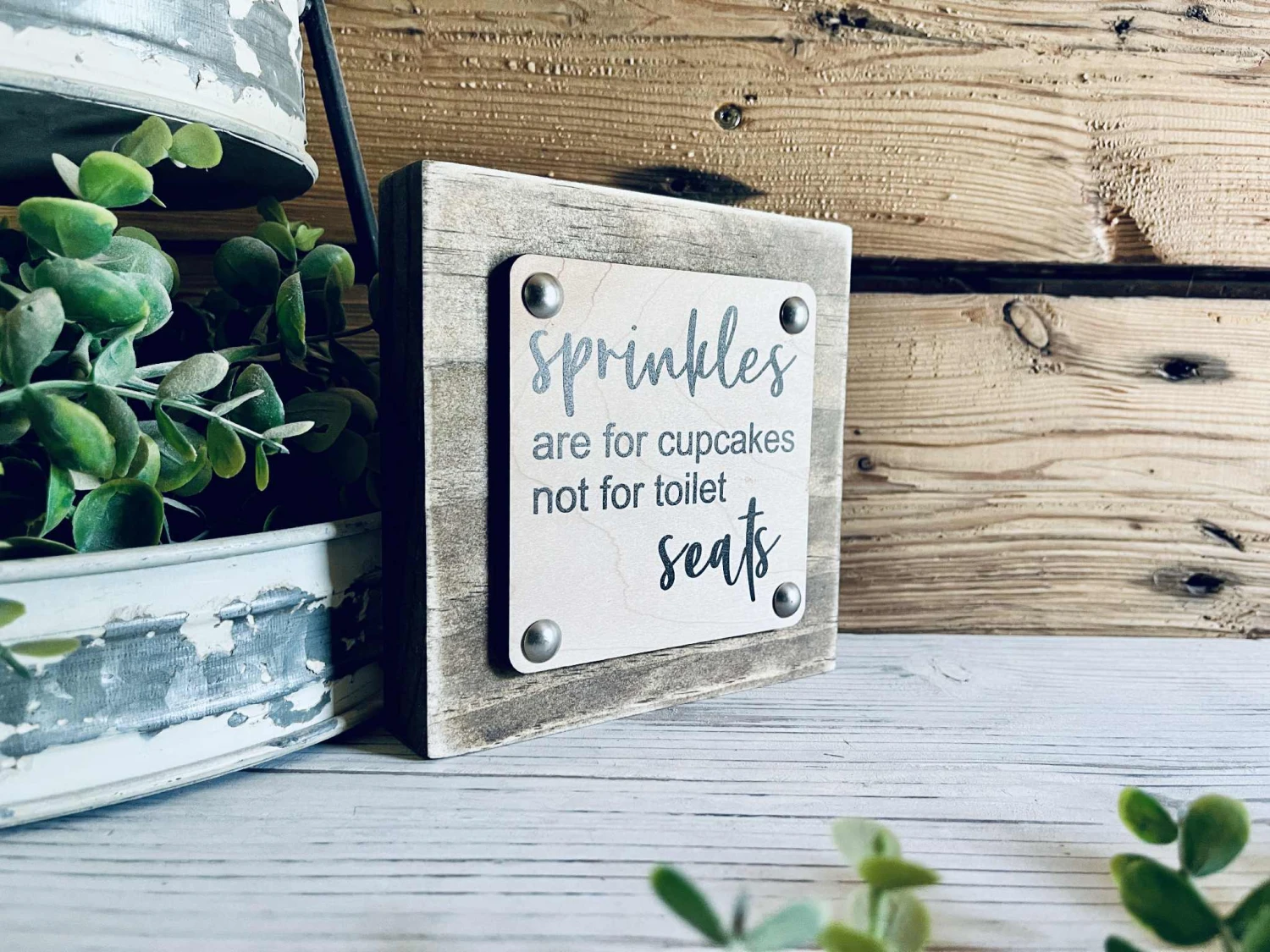 Funny Bathroom Sign For Kids | Sprinkles Are For Cupcakes Not Toilet Seats | Farmhouse Bathroom Decor | Small Wooden Bathroom Shelf Sign 2 Funny Bathroom Sign For Kids | Sprinkles Are For Cupcakes Not Toilet Seats | Farmhouse Bathroom Decor | Small Wooden Bathroom Shelf Sign - Image 2