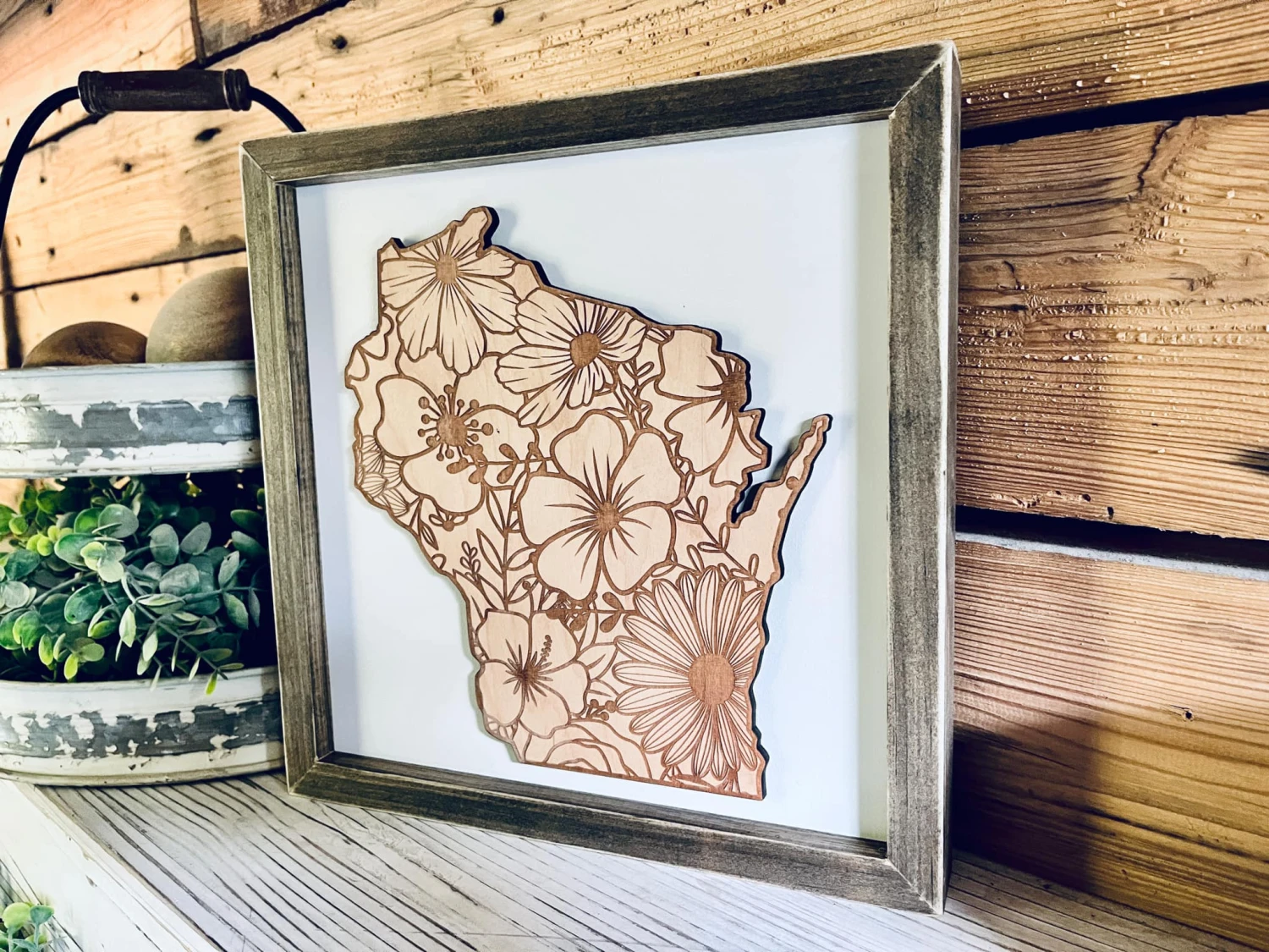 Wisconsin Floral Sign | Wisconsin Art | Wisconsin Home Decor | Wisconsin Gifts 4 Wisconsin Floral Sign | Wisconsin Art | Wisconsin Home Decor | Wisconsin Gifts - Image 4