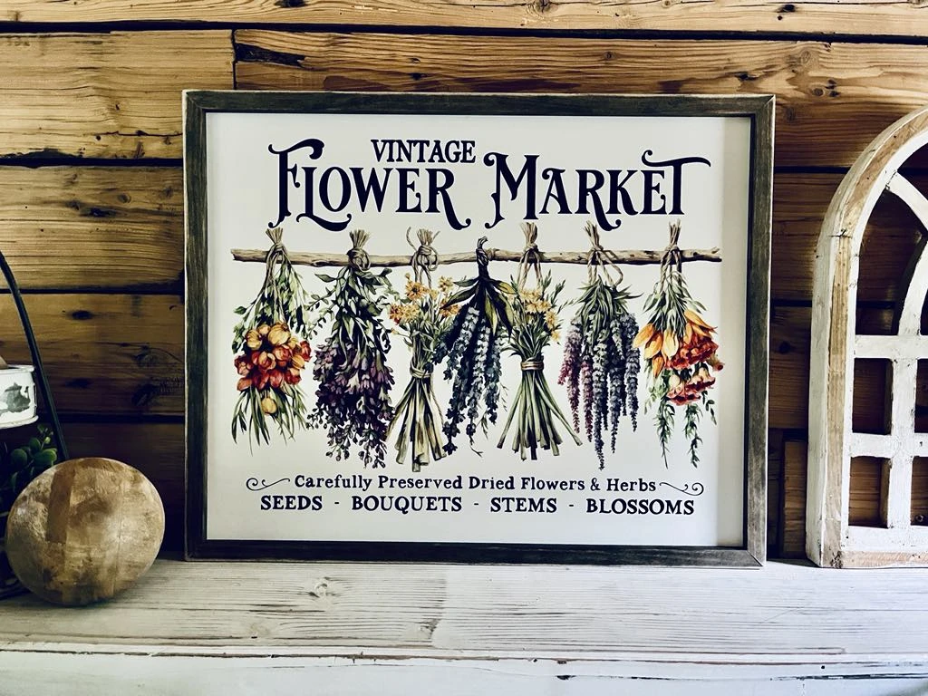 Vintage Flower Market Sign Set – Wildflower Wall Art – Botanical Framed Prints – Garden-Inspired Farmhouse Decor – UV Printed Wood Signs 9 Vintage Flower Market Sign Set – Wildflower Wall Art – Botanical Framed Prints – Garden-Inspired Farmhouse Decor – UV Printed Wood Signs - Image 9